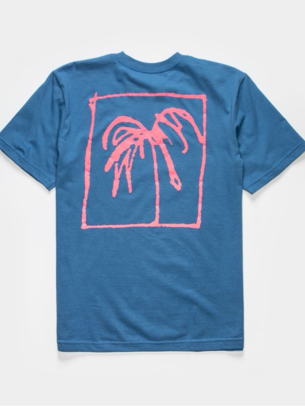 RVCA Blue Tshirt with Pink Tree 🌴 on back